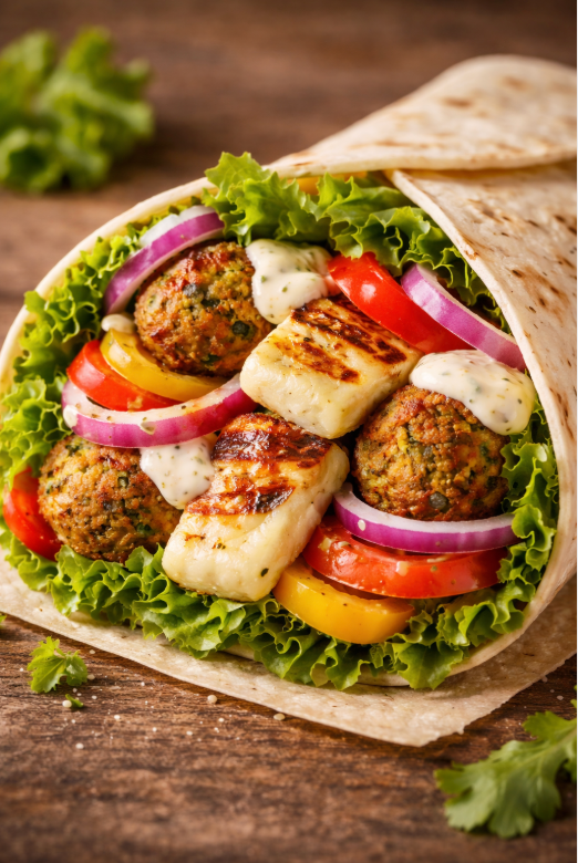 Falafel Halumi burger/wrap